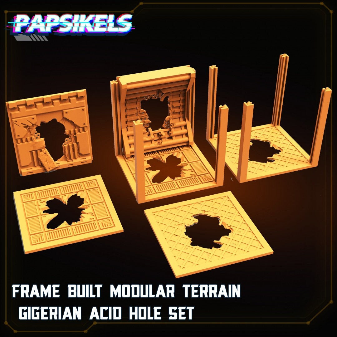 Frame Built Modular Terrain Gigerian Acid Hole Set | Papsikels, 32mm Mini