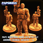 Papz Industries Model SY-N-T3-TI-C Android Colonial Infantry A, Papsikels, 28mm or 32mm Mini
