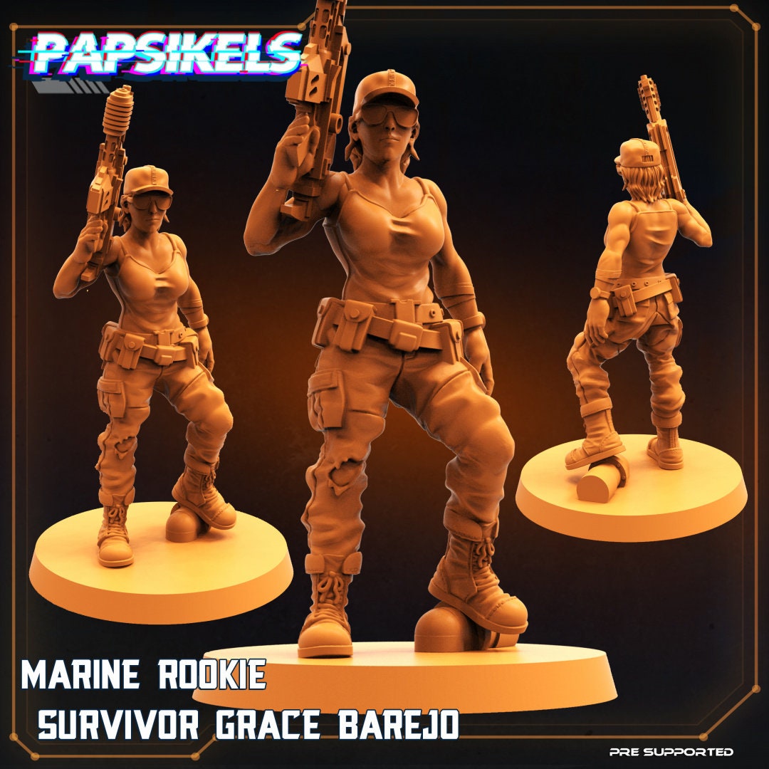 Marine Rookie Survivor Grace Barejo - Papsikels, Resin - Tabletop miniature - 32mm