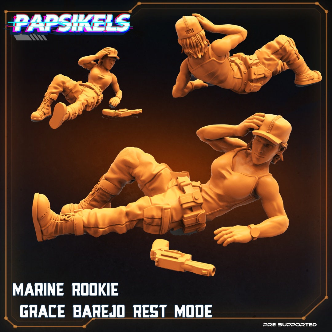 Marine Rookie Survivor Grace Barejo - Papsikels, Resin - Tabletop miniature - 32mm