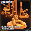 Colonial Marine Wounded - Resist in Action - Papsikels, Resin - Tabletop miniature - 32mm