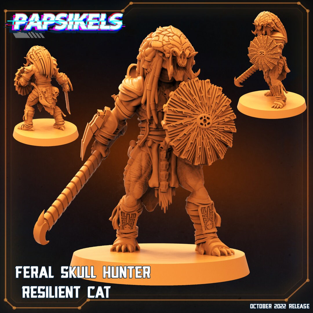 Skull Hunters - Feral Skull Hunter Resilient Cat, Papsikels, Resin - Tabletop miniature - 32mm