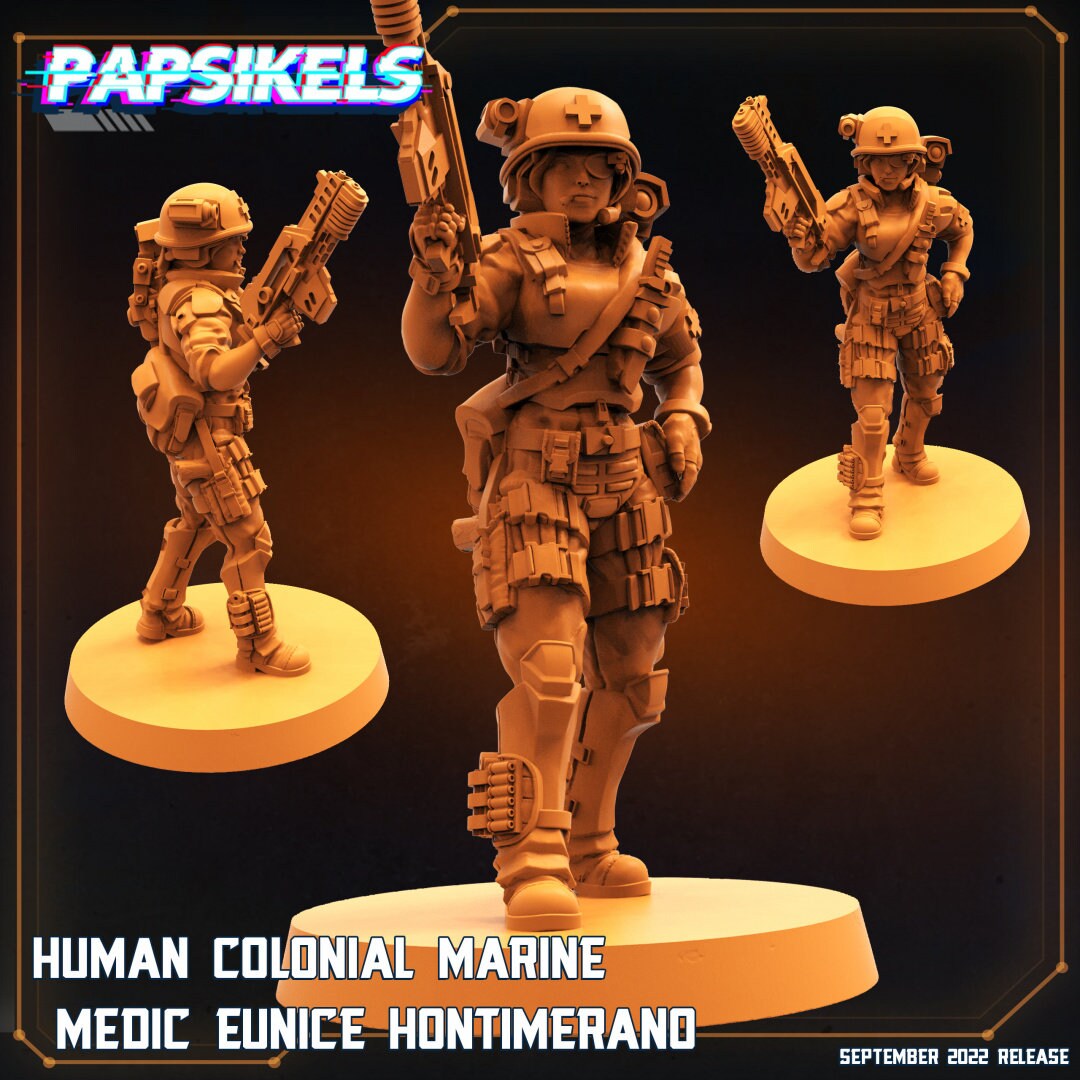 Alien Wars, Human Colonial Marine Medic Eunice Hontimerano, Papsikels, 32mm Mini