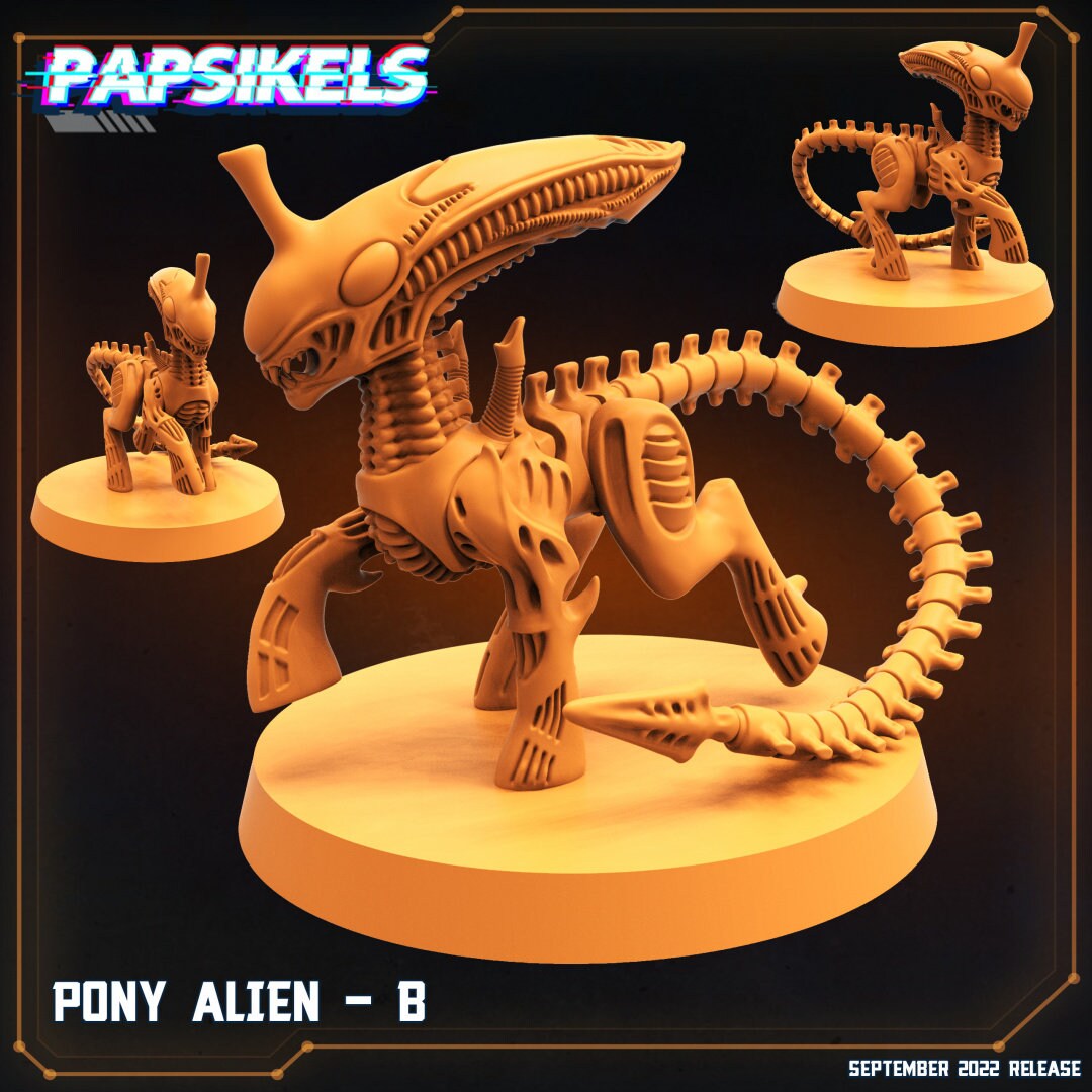 Pony Aliens - My Little Pony | Papsikels, Resin Miniature - Tabletop  Miniature - 32mm