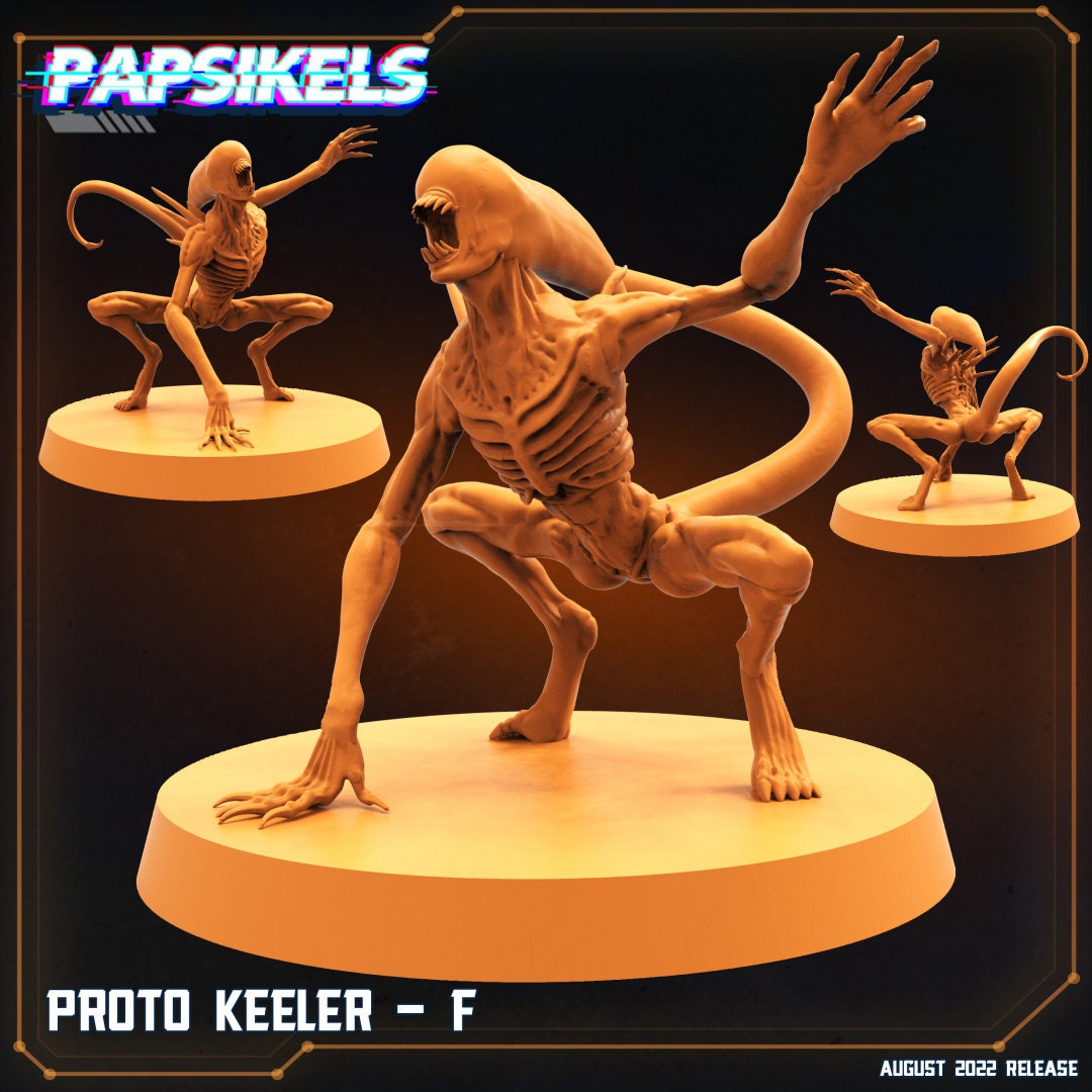 Xenomorph Proto Keelers: 32mm Miniatures for Alien-Themed RPG & Tabletop Gaming by Papsikels