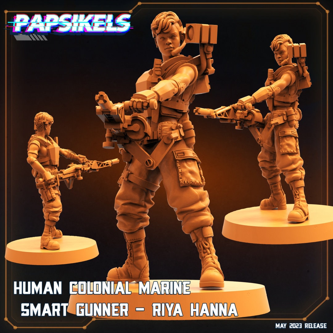 Alien Wars, Human Colonial Marine Smart Gunner - Riya Hanna, Papsikels, 32mm Mini