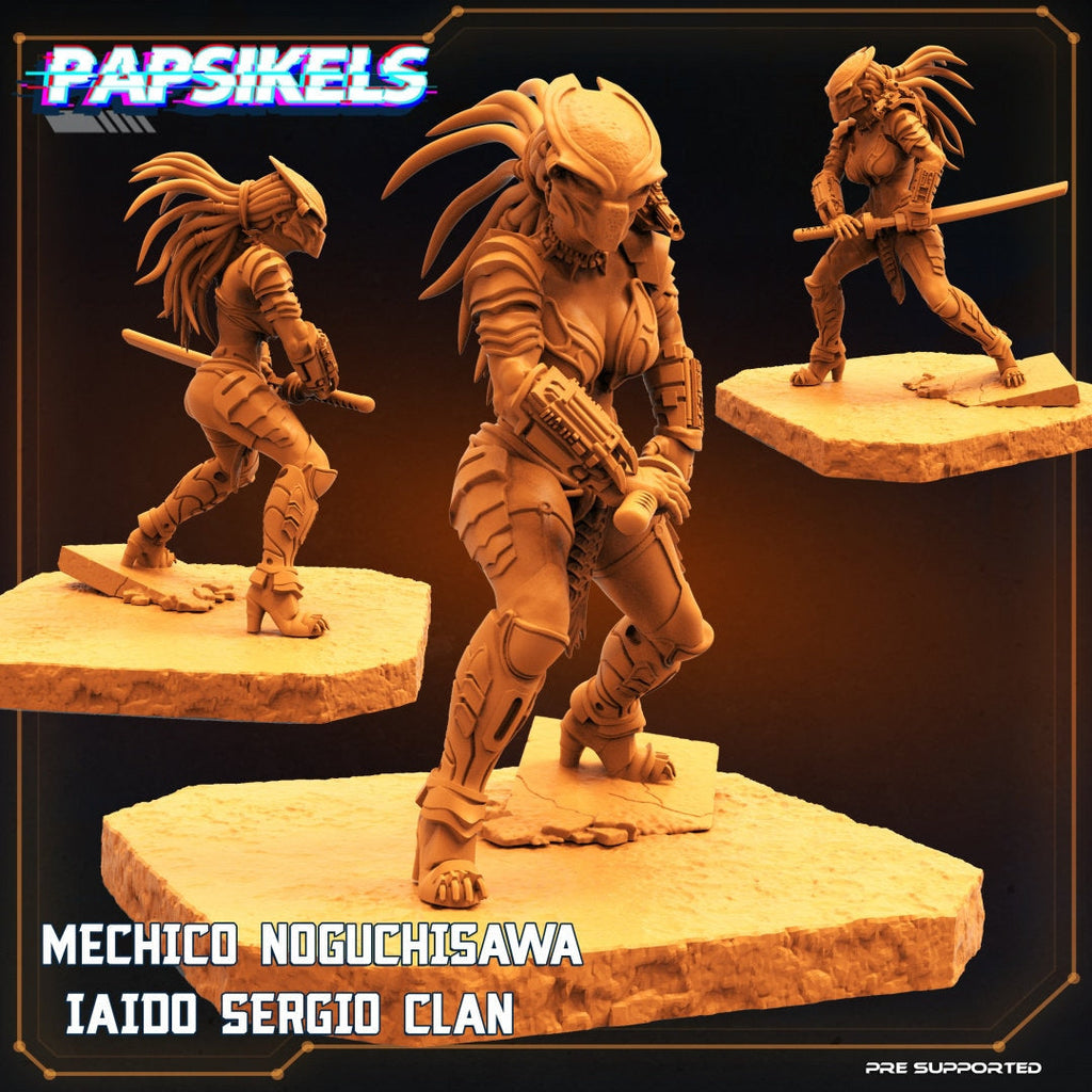 Skull Hunters Mechico Noguchisawa Iaido Sergio Clan, Papsikels, Resin Miniature - Tabletop miniature - Fantasy Miniature - 32mm