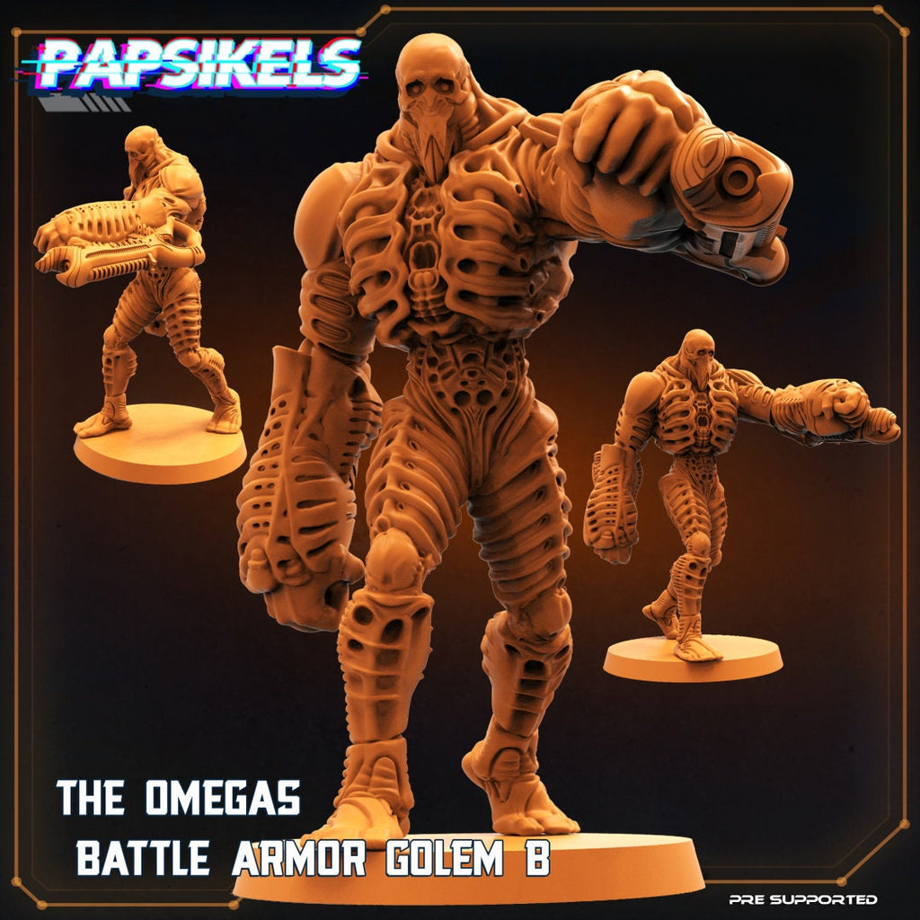 Aliens Vs Humans, The Omega Battle Armour Golems, Papsikels , Resin Miniature - Tabletop miniature - 32mm