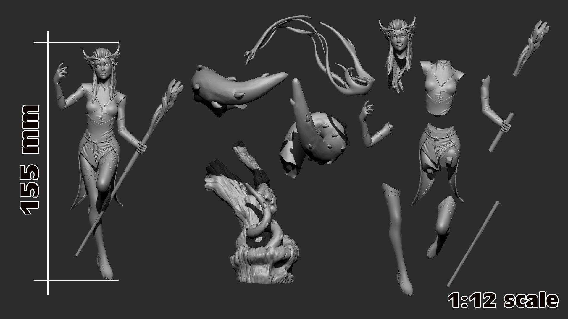 Keyleth Miniature DIY Model Kit - Critical Role Fan Art, 1:15 Scale, Legends of Vox Machina