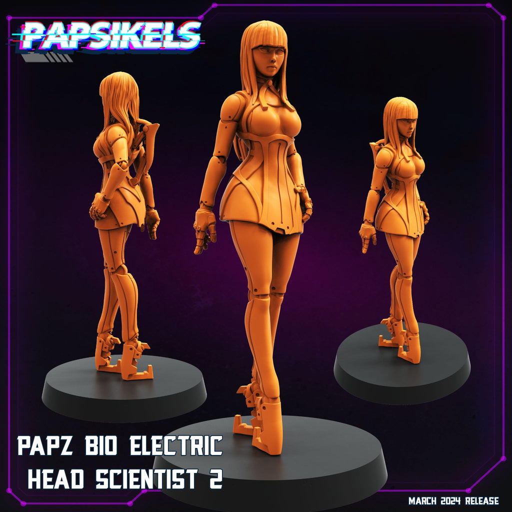 Cyberpunk,  Papz Bio Eletric Head Scientists, Cyberpunk, Papsikels, 32mm or 75mm Mini