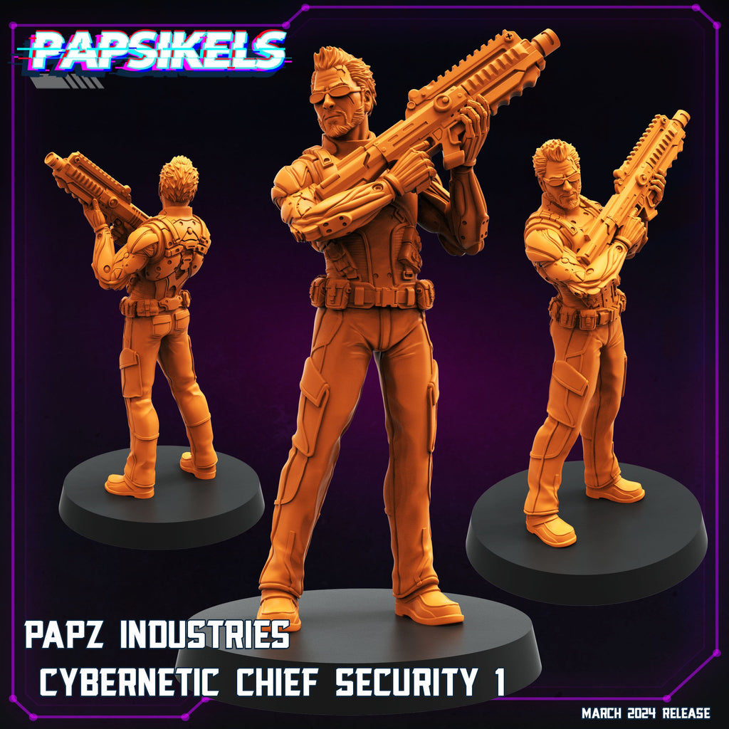 Cyberpunk,  Papz Industries Cybernetic Chief Security, Cyberpunk, Papsikels, 32mm or 75mm Mini