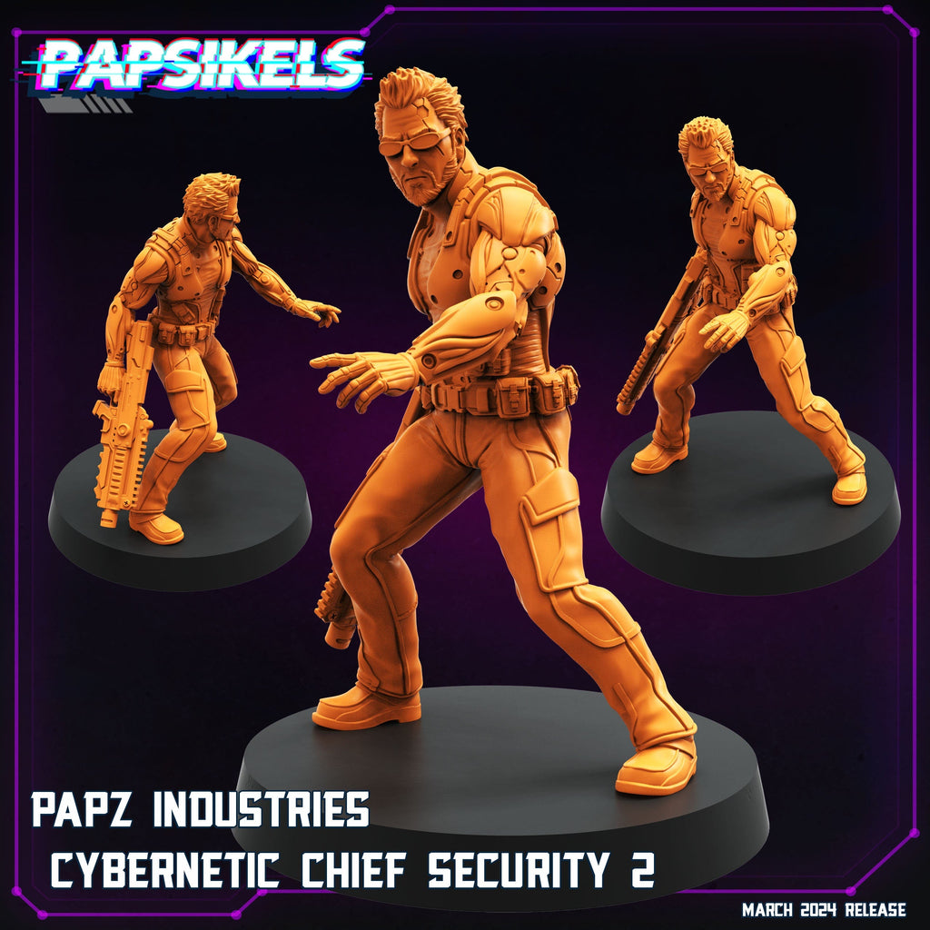 Cyberpunk,  Papz Industries Cybernetic Chief Security, Cyberpunk, Papsikels, 32mm or 75mm Mini