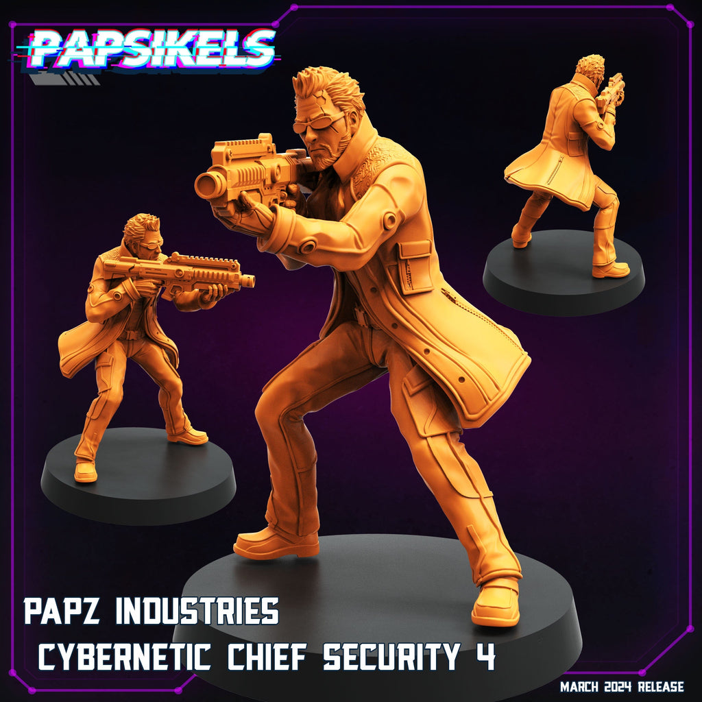 Cyberpunk,  Papz Industries Cybernetic Chief Security, Cyberpunk, Papsikels, 32mm or 75mm Mini
