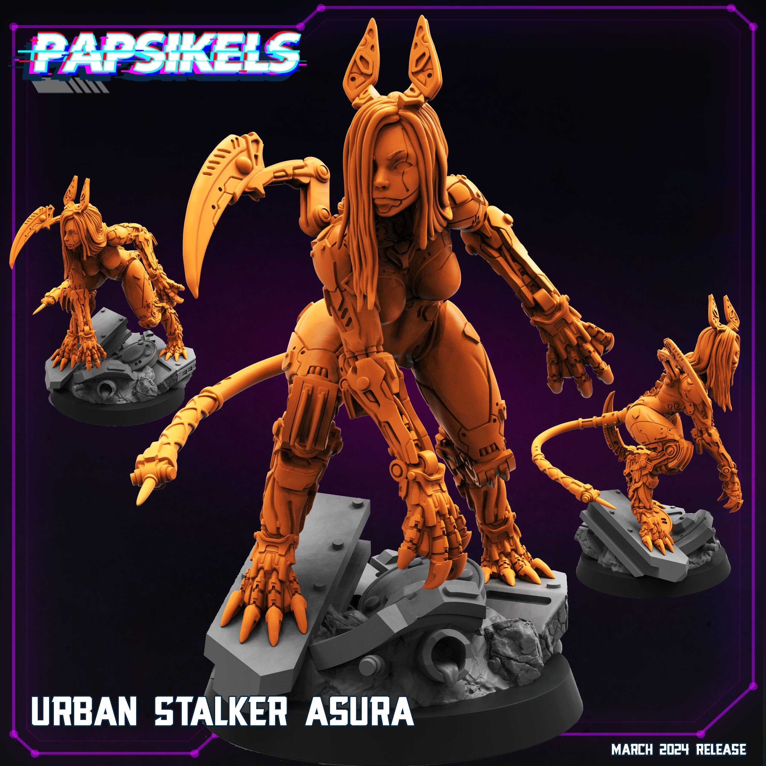 Cyberpunk, Urban Stalker Azura, Papsikels, 32mm or 75mm Mini