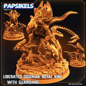 Aliens Vs Humans Liberated Gigerian Royal King with Guardians, Papsikels, Resin Miniature