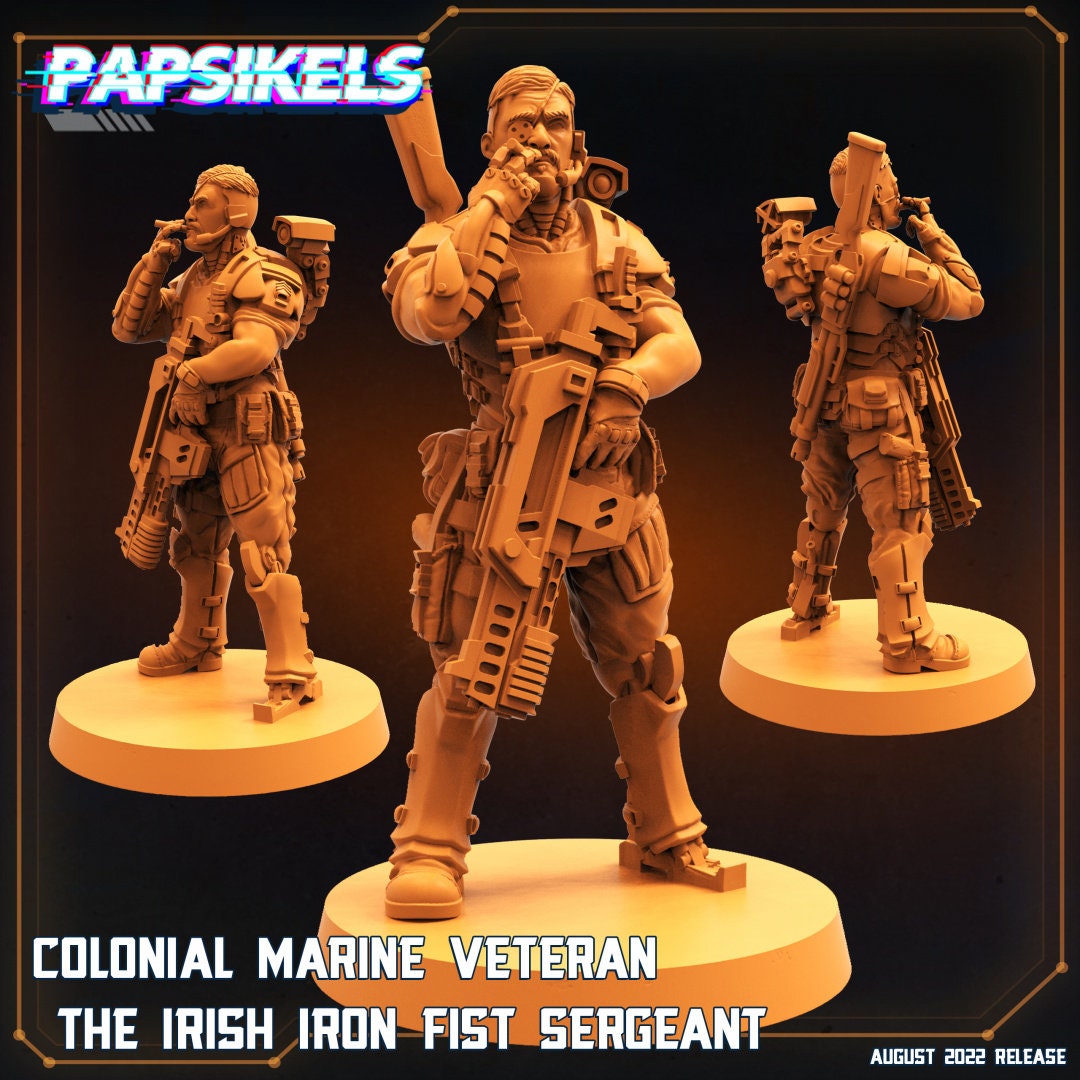 Alien Wars, Colonial Marine Veteran The Irish Iron Sergeant, Papsikels, 32mm Mini