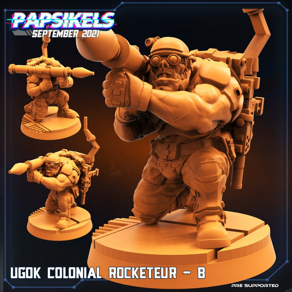 Ugok Colonial Rocketeurs, miniature sculpted by Papsikels. Mini wargaming/ Wargames/ TTRPG/ 32mm