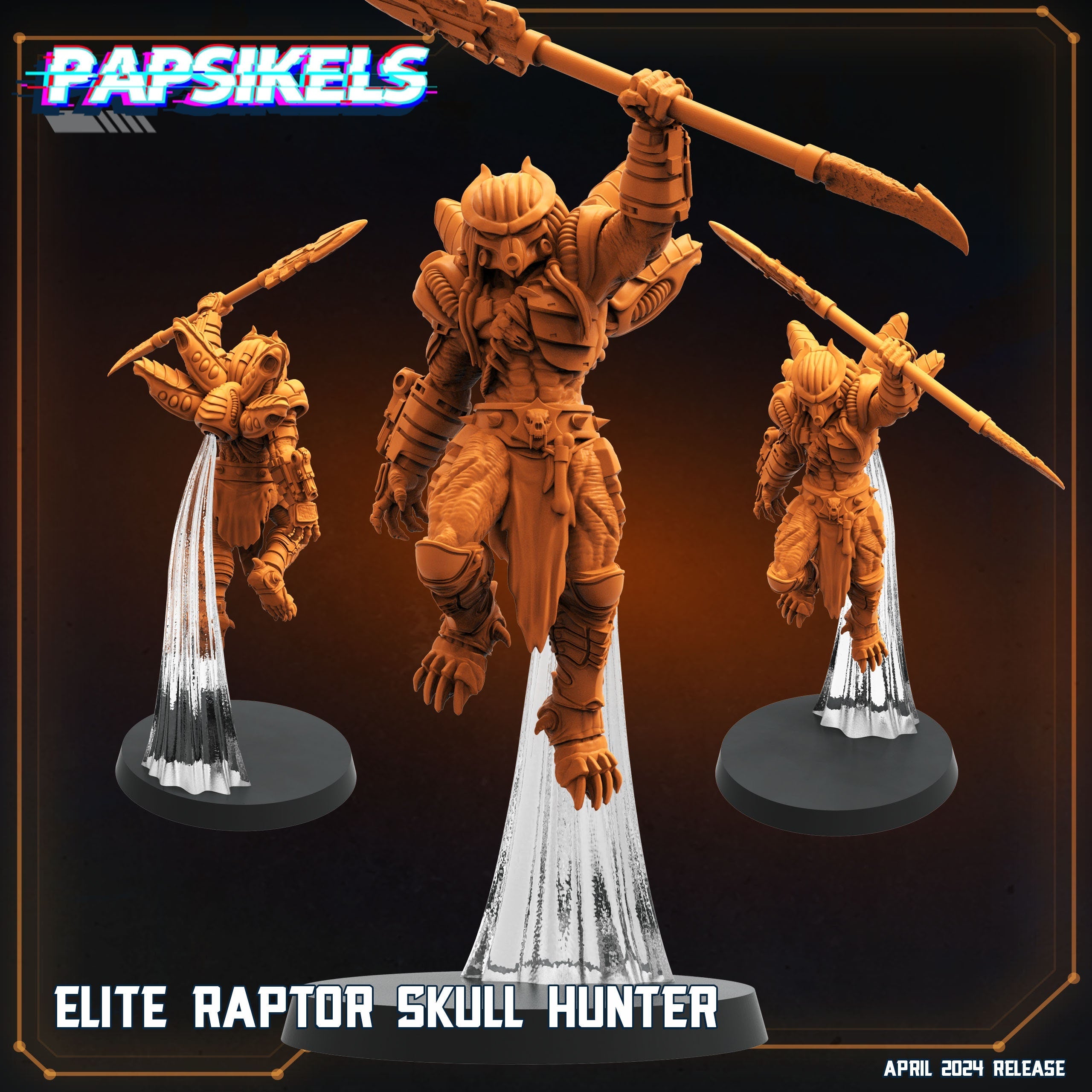Skull Hunters One Page Rule Army - Elite Raptor Skull Hunters - Guyver Hybrids, Papsikels, Resin - Tabletop miniature - 32mm