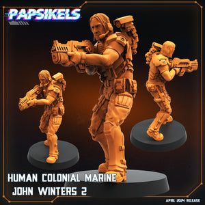 Aliens Vs Humans, Human Colonial Marine John Winters 2, Papsikels, 32mm Mini