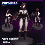 Cyberpunk Succubus Karina 32mm Miniature - Papsikels RPG Figurine for Tabletop Gaming