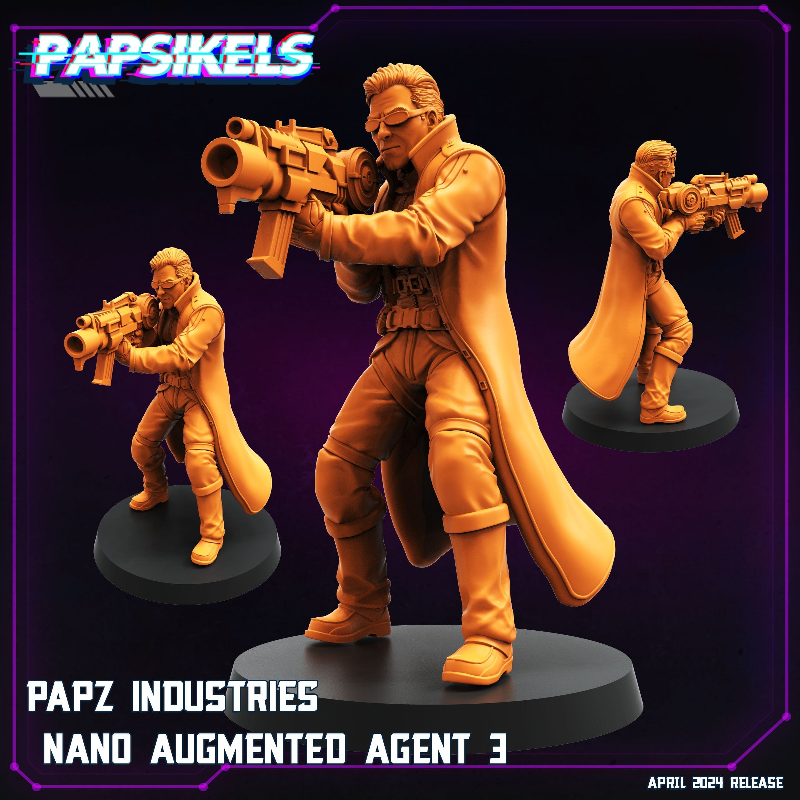 Cyberpunk,  Papz Industries Nano Augmented Agent, Cyberpunk, Papsikels, 32mm or 75mm Mini