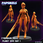 Cyberpunk, Cyberbabe Kel-C, Papsikels, 32mm or 75mm Mini