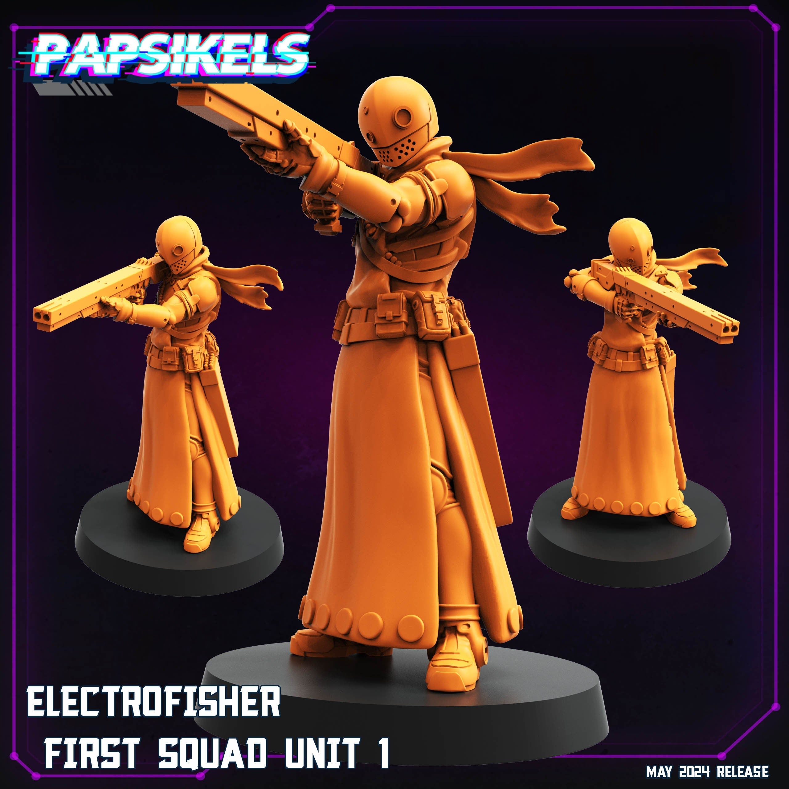 Cyberpunk, Electrofisher First Squad Units - Anime, Papsikels, 32mm Mini