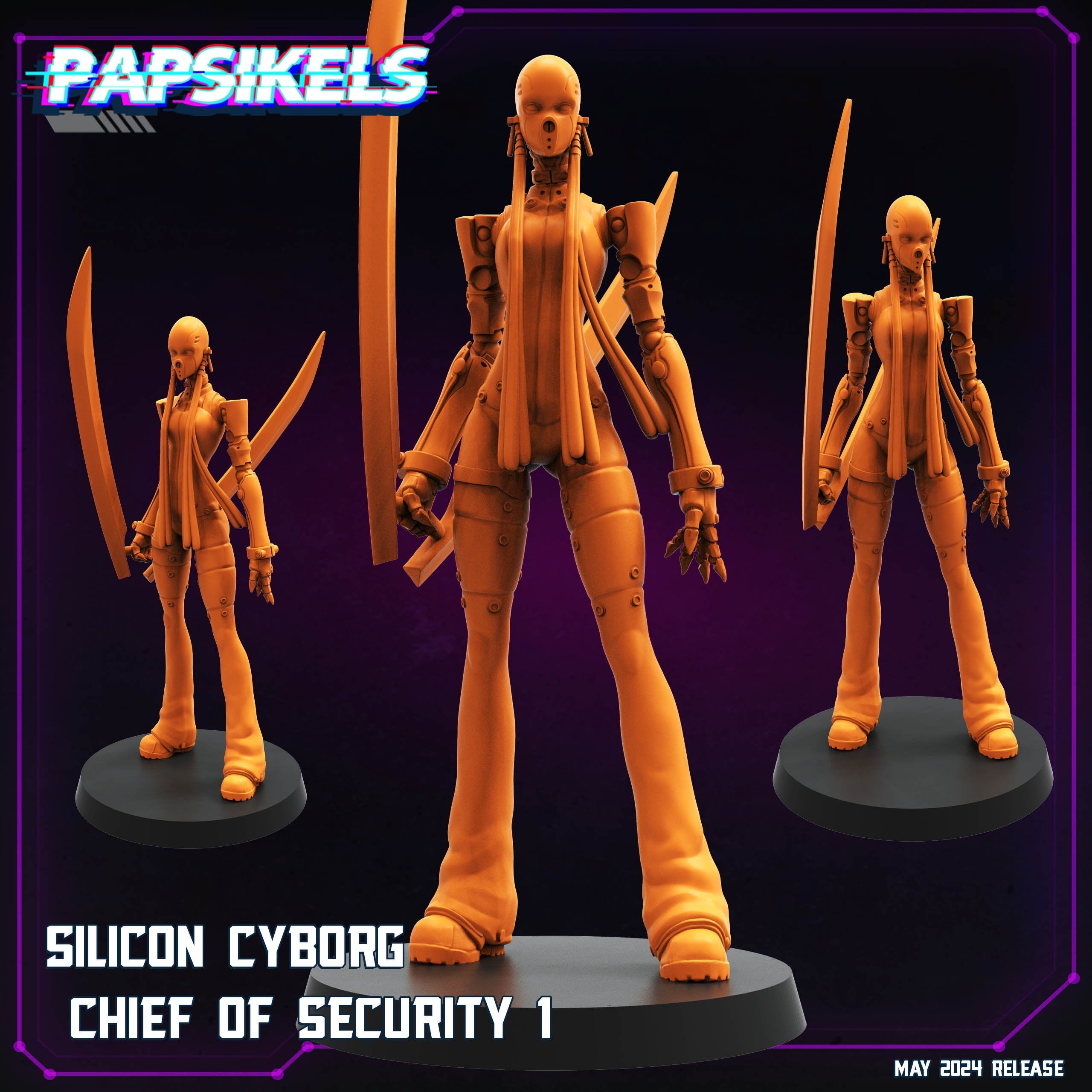 Cyberpunk, Silicon Cyborg Chief of Security - Blame Anime, Papsikels, 32mm or 75mm Mini