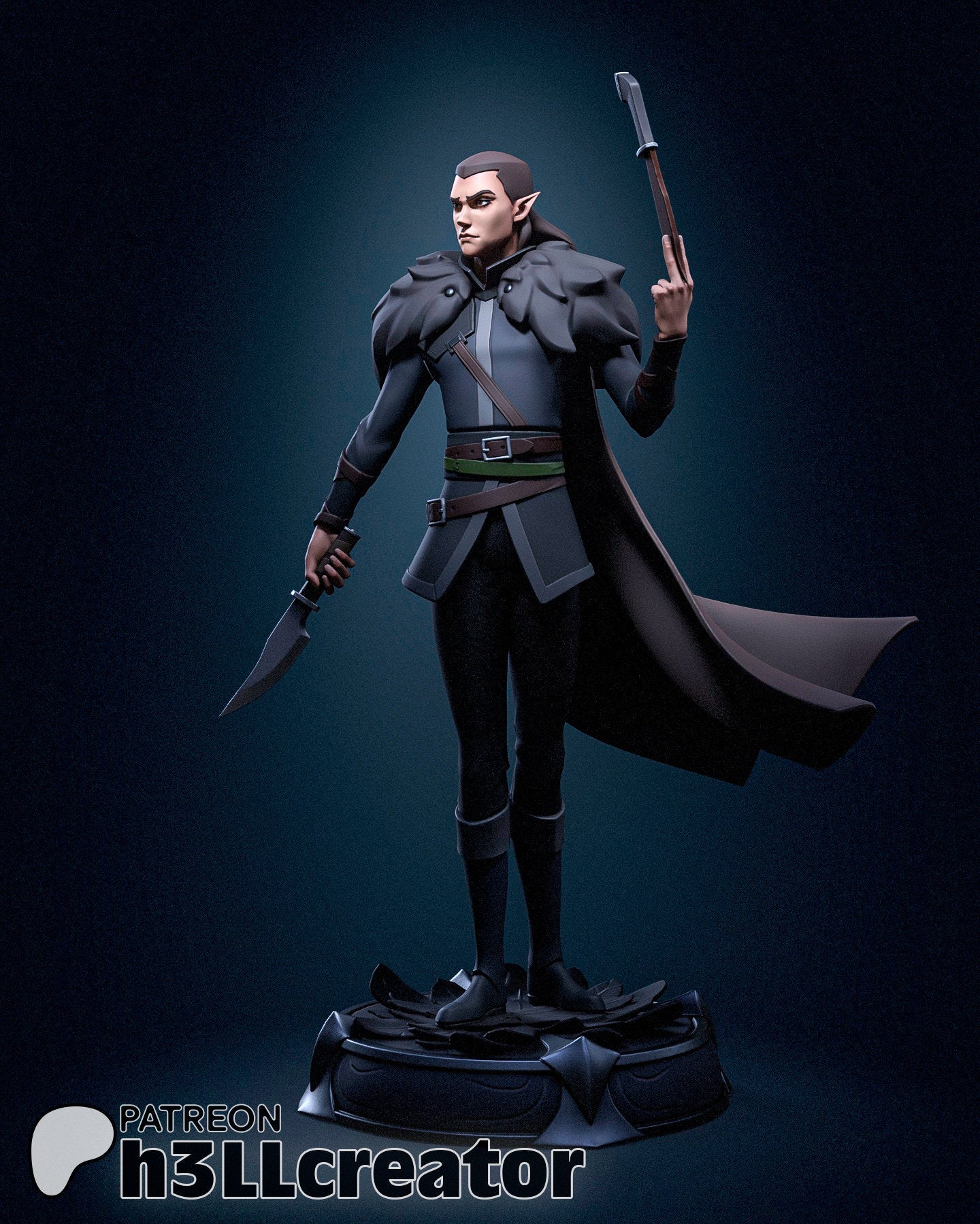 Vax'ildan from Critical Role - Legends of Vox Machina (fan art) | Miniature scale 1:15 | h3LL Creator | DIY Model Kit
