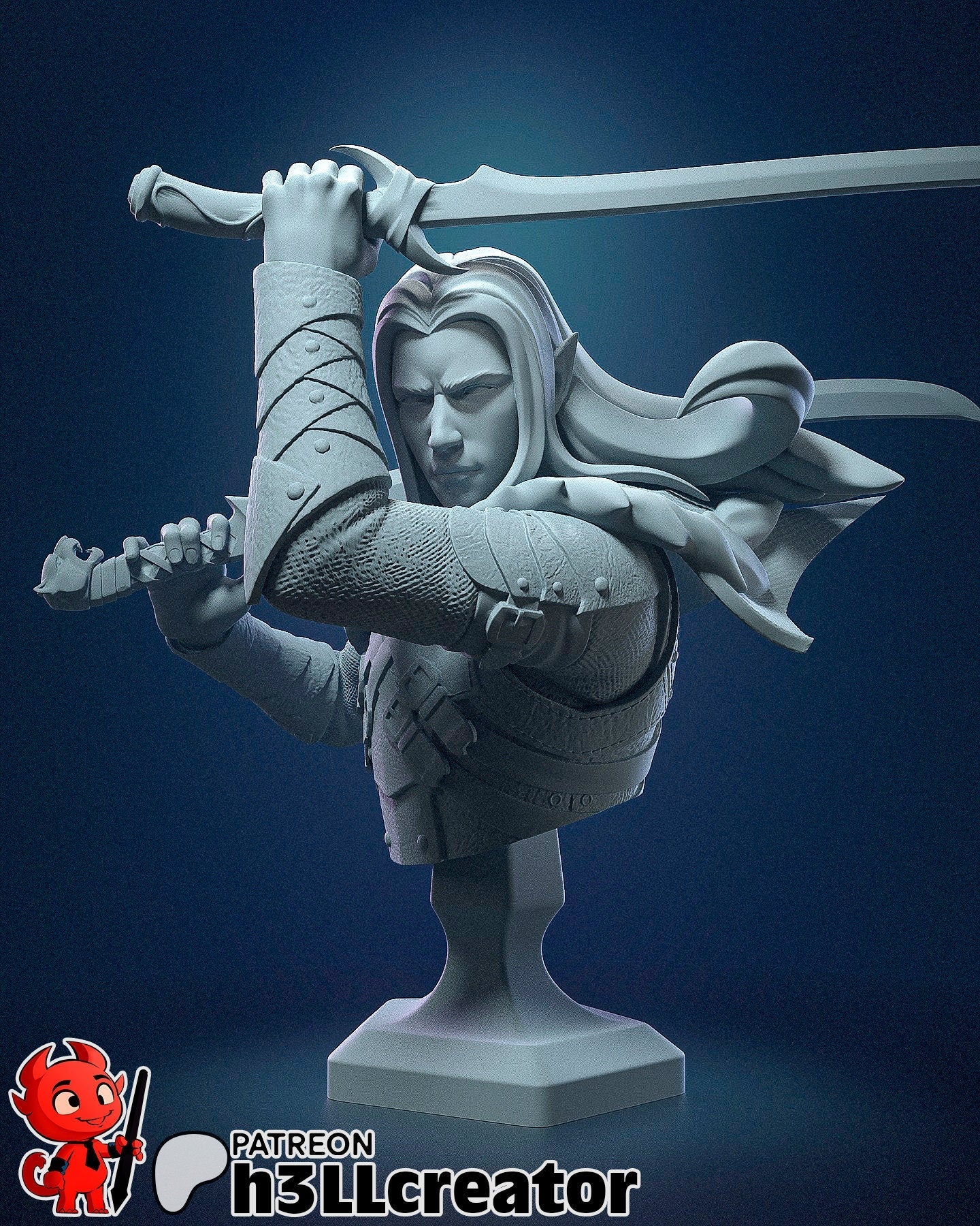 Drizzt Do'Urden - Dungeons and Dragons (fan art) | Miniature scale 1:15 | h3LL Creator | DIY Model Kit