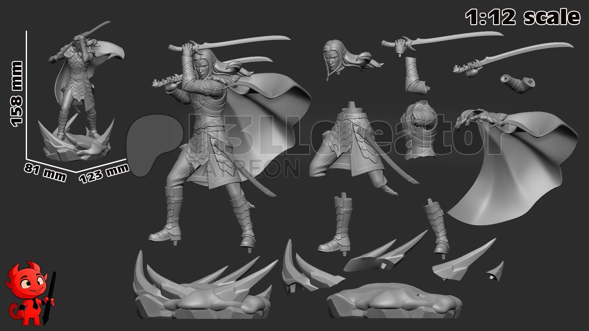 Drizzt Do'Urden - Dungeons and Dragons (fan art) | Miniature scale 1:15 | h3LL Creator | DIY Model Kit