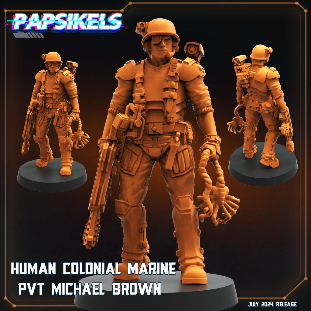 Aliens Vs Humans Resurgence, Human Colonial Marine Pvt Michael Brown, Papsikels, 32mm Mini