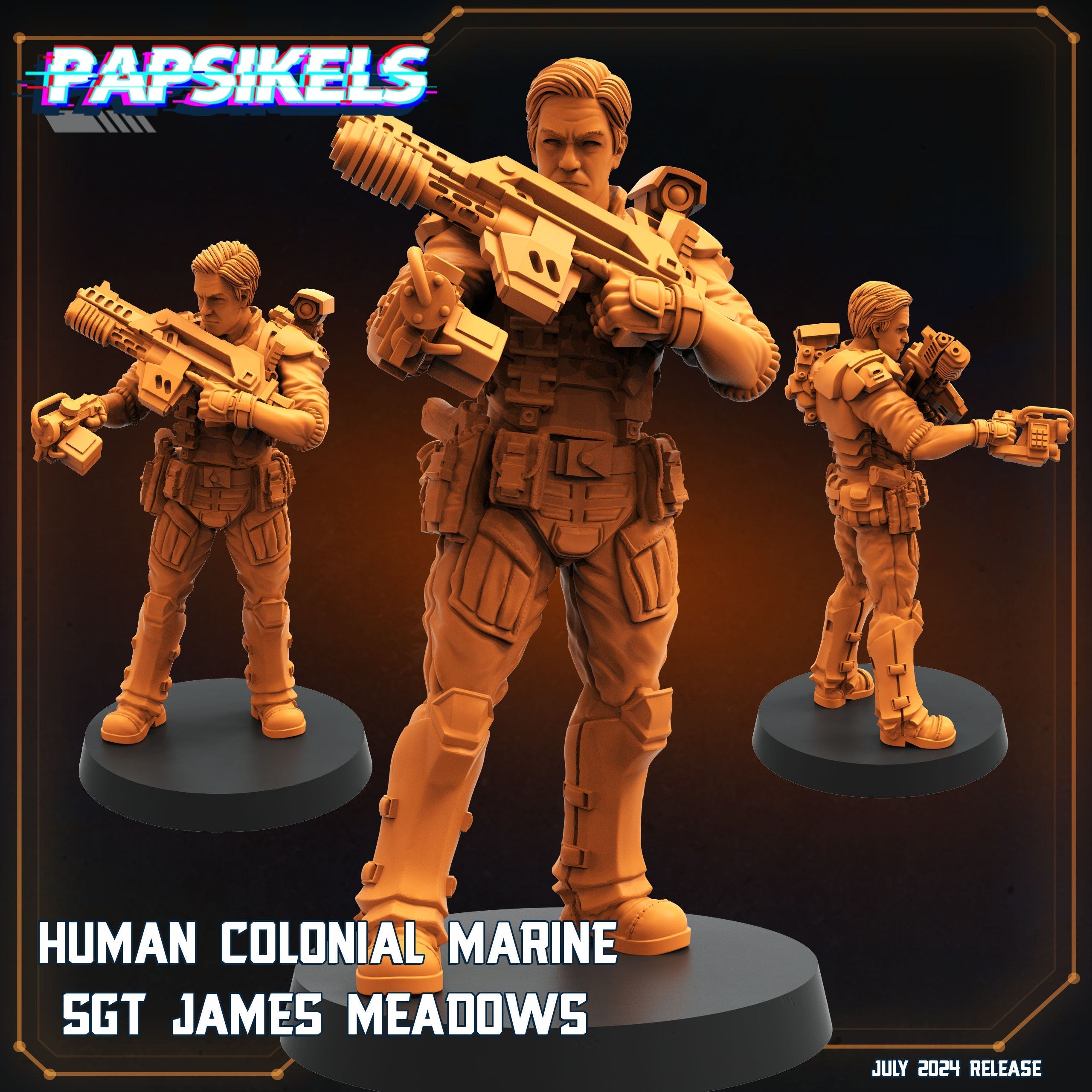 Aliens Vs Humans Resurgence, Human Colonial Marine Sgt James Meadows, Papsikels, 32mm Mini