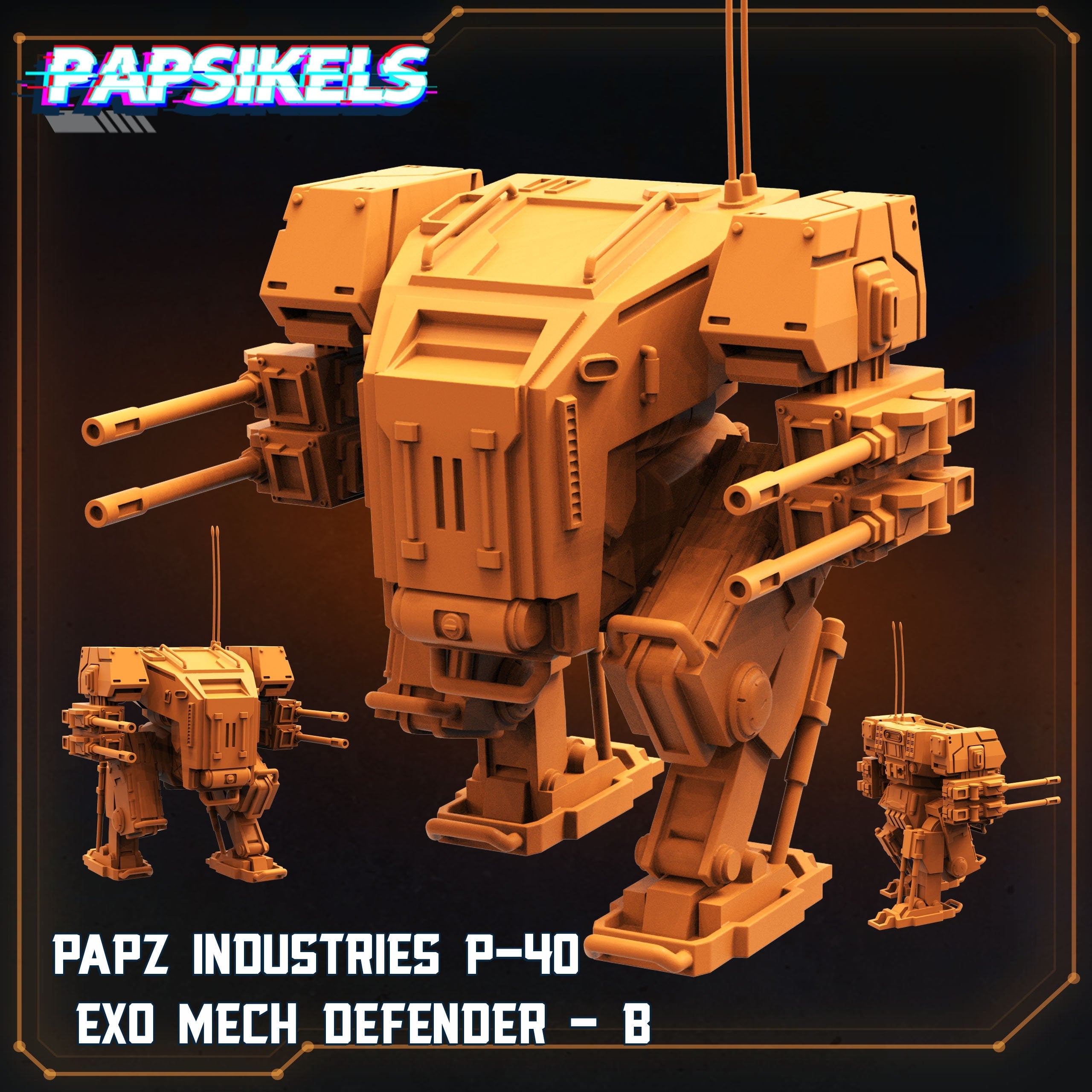 Papz Industries P-40 Exo Mech Defenders| Papsikels, Resin Miniature - Tabletop  Miniature - 32mm