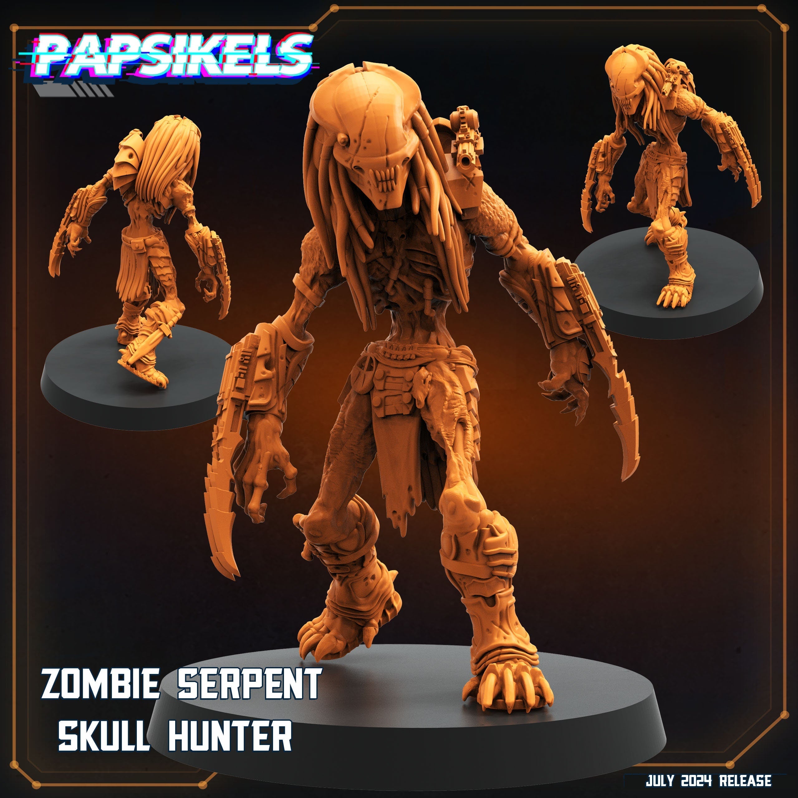 Skull Hunters | Zombie Serpent Skull Hunter | Papsikels, Resin Miniature - Tabletop - Fantasy Miniature - 32mm