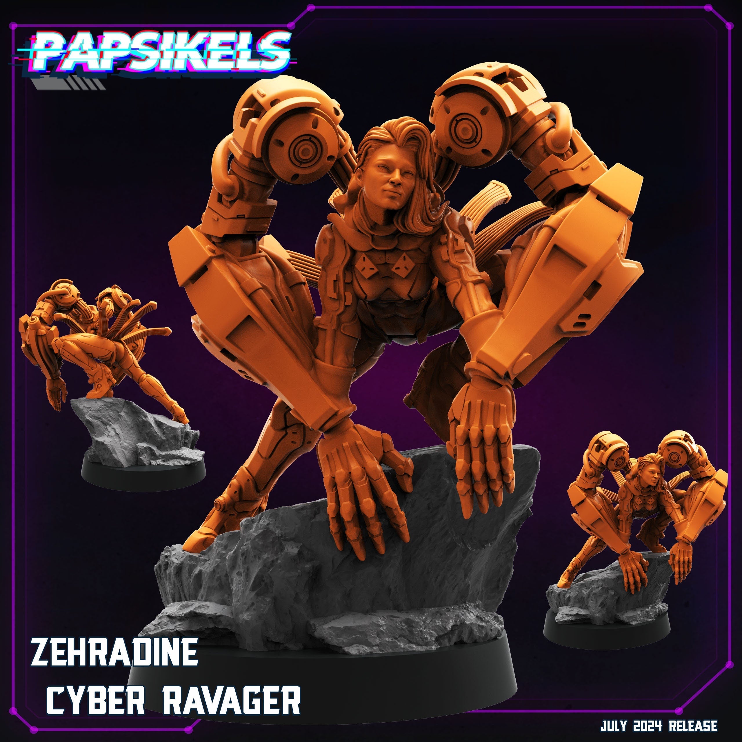 Cyberpunk, Zehradine Cyber Ravager, Papsikels, 32mm or 75mm Mini