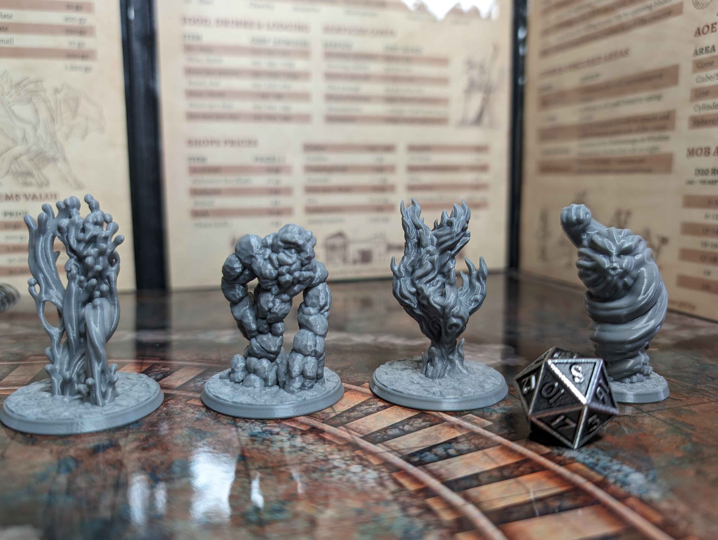 Set of 4 Elementals for D&D, Pathfinder and TTRPG