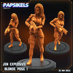 Cyberpunk, Cyberbabe Biker Girls Jen Explosive Blonde Pose 1, Cyberpunk, Papsikels, 32mm Mini