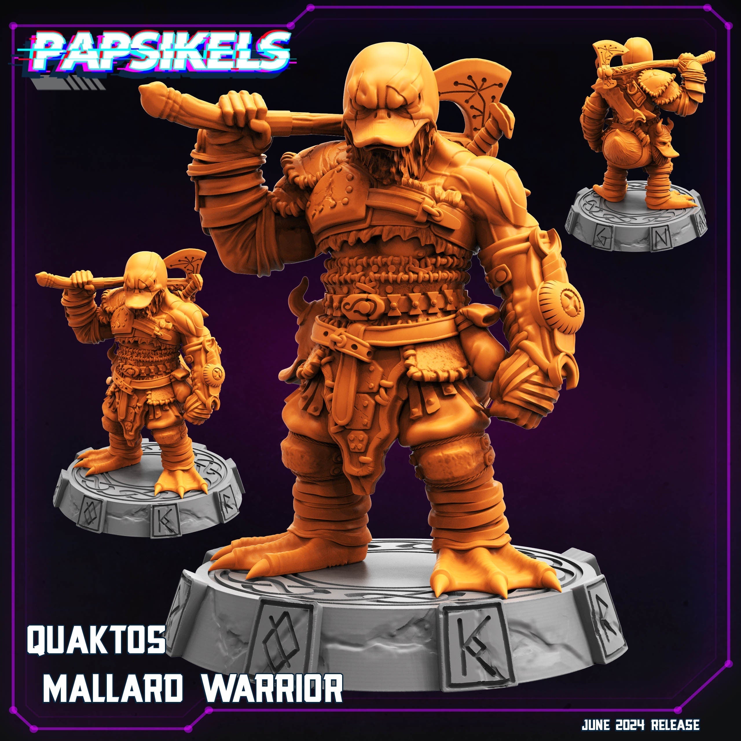 Quacktos Mallard Warrior | Papsikels, Resin Miniature - Tabletop miniature - Fantasy Miniature - 32mm or 75mm