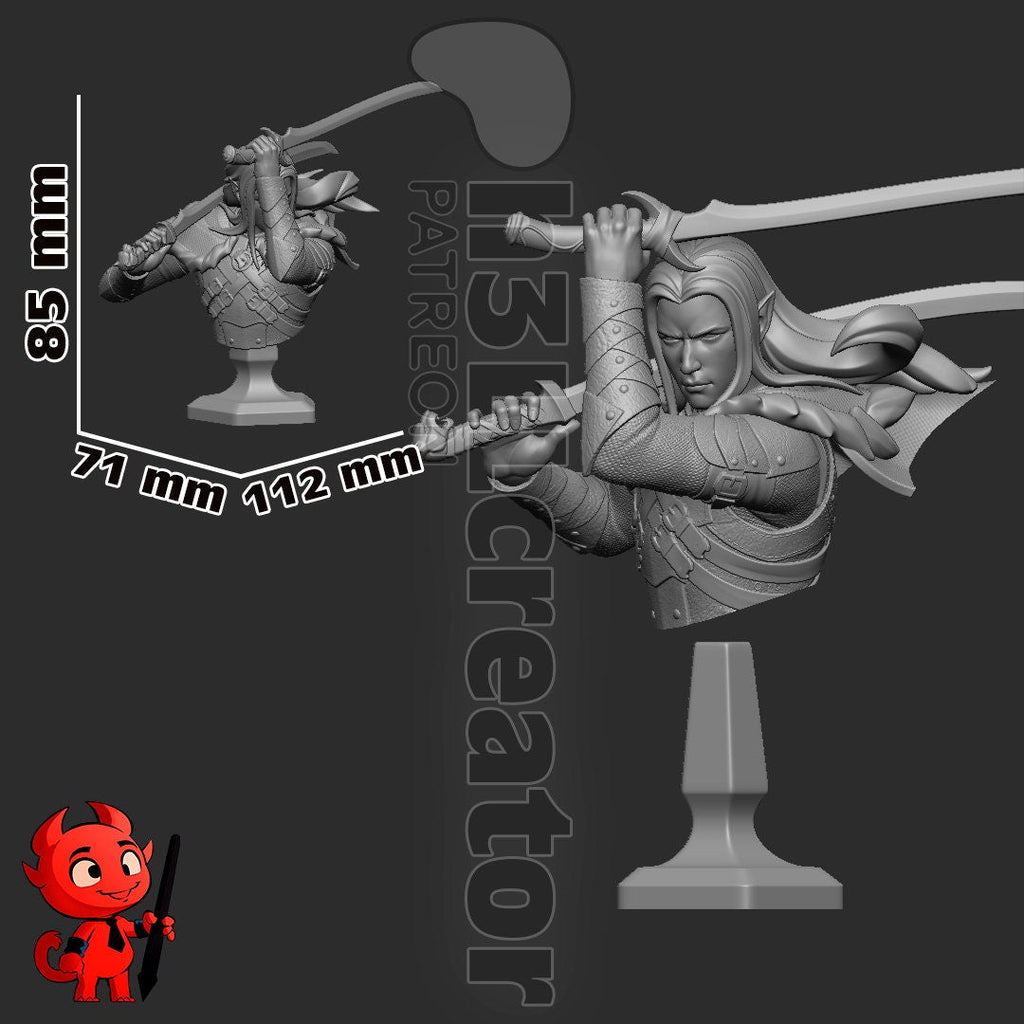Drizzt Do'Urden - Dungeons and Dragons (fan art) | Miniature scale 1:15 | h3LL Creator | DIY Model Kit