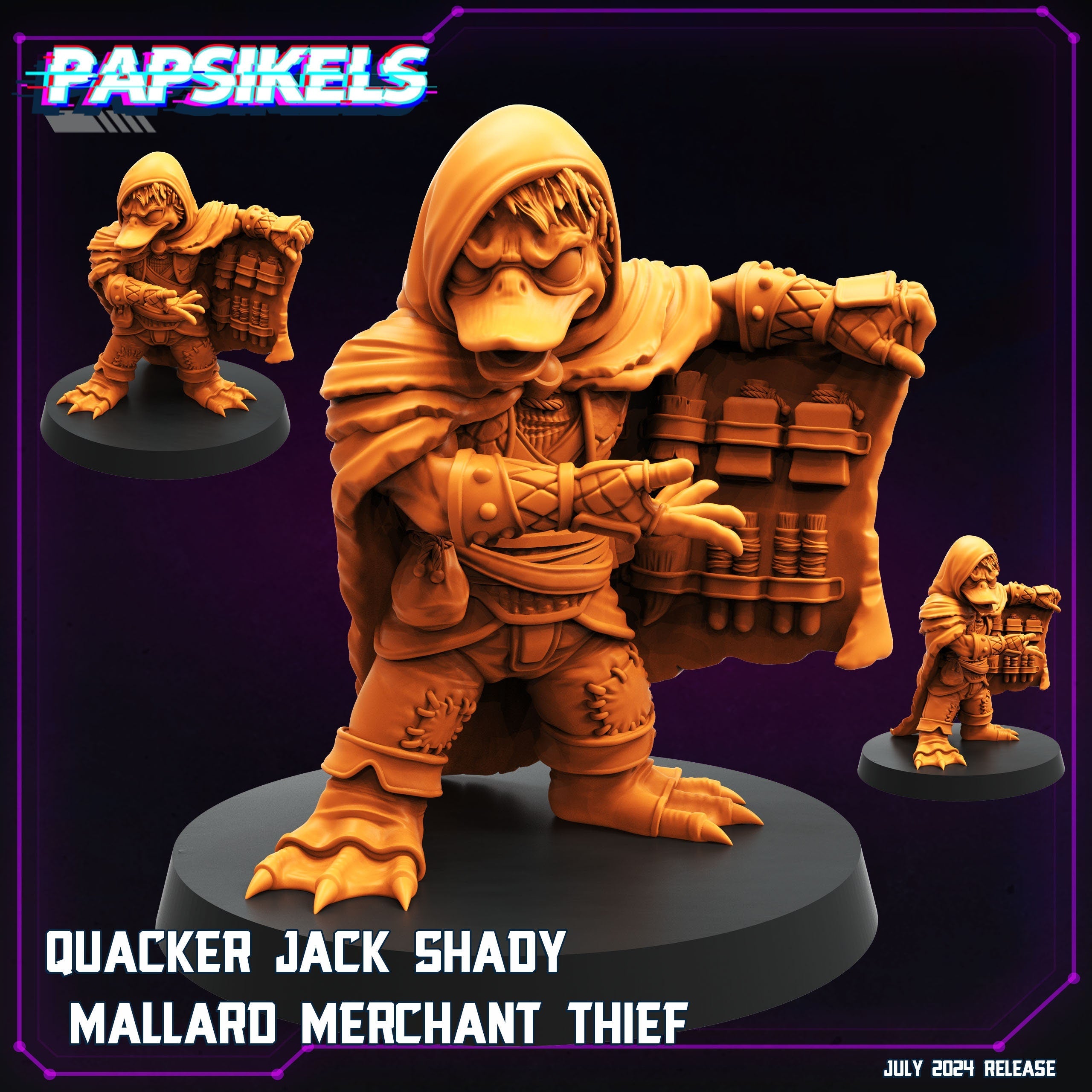 Quacker Jack Shady Mallard Merchant Thief | Papsikels, Resin Miniature - Tabletop miniature - Fantasy Miniature - 32mm or 75mm