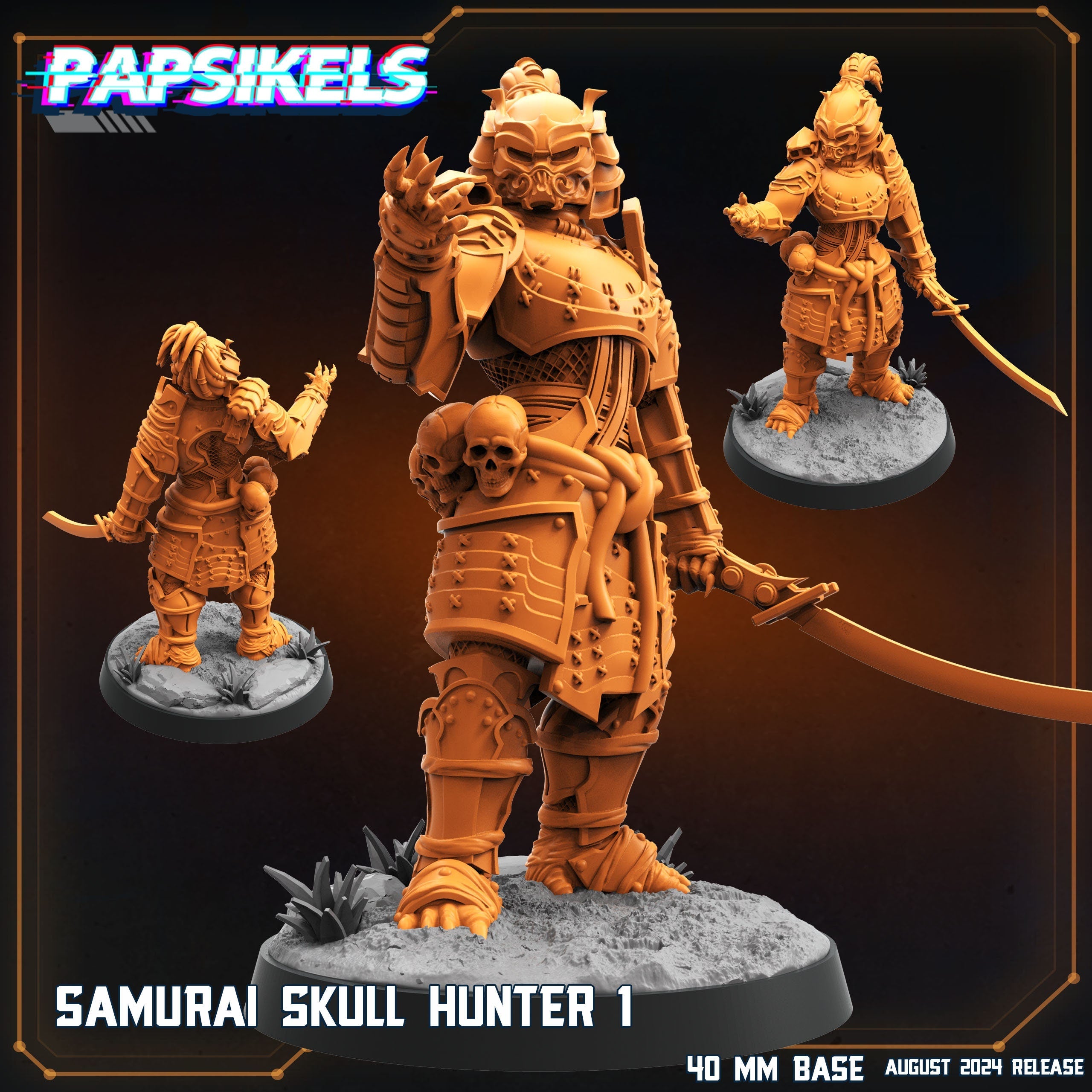Skull Hunters - Samurai Skull Hunter Tiboar, Papsikels, Resin - Tabletop miniature - 32mm