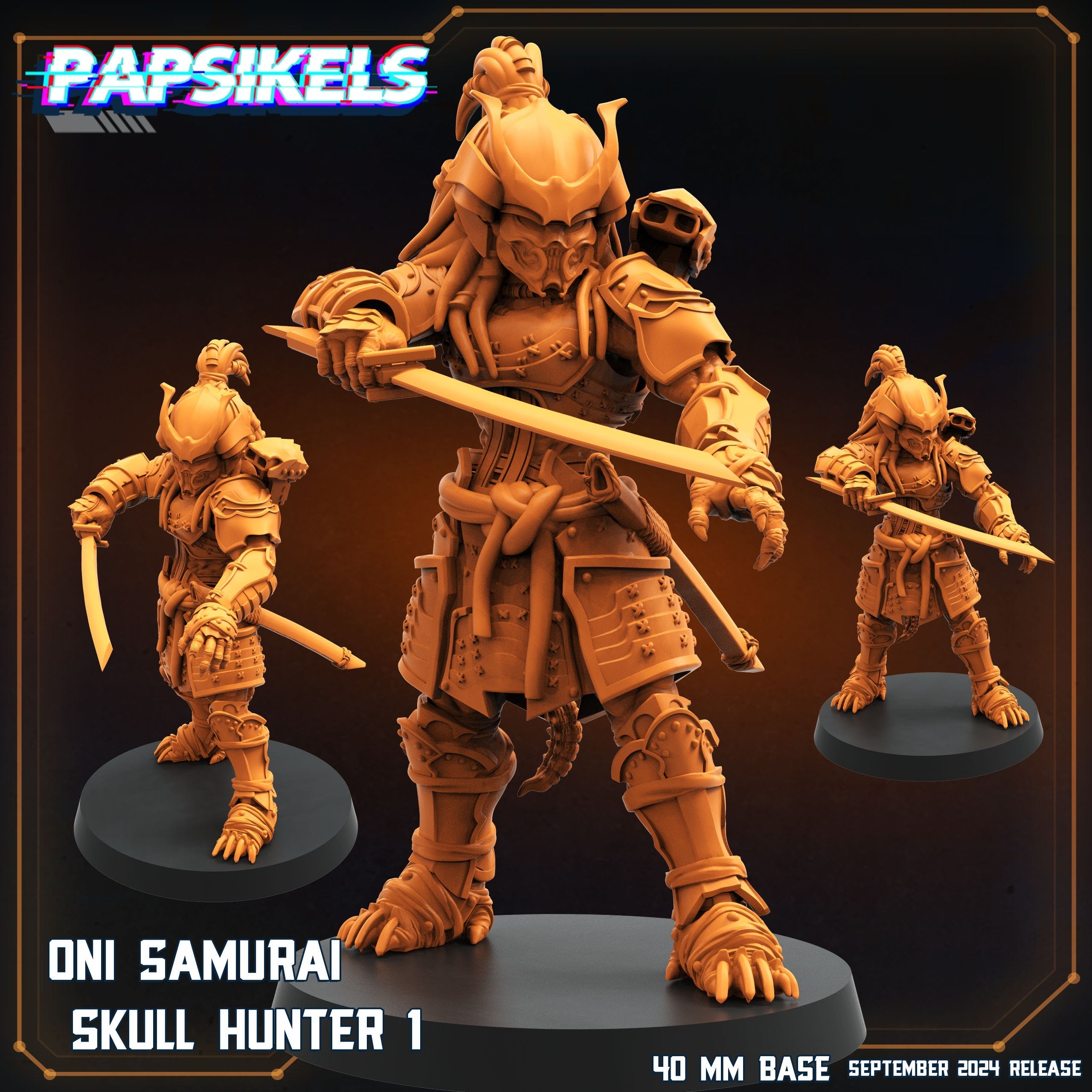 Skull Hunters - Oni Samurai Skull Hunters, Papsikels, Resin - Tabletop miniature - 32mm