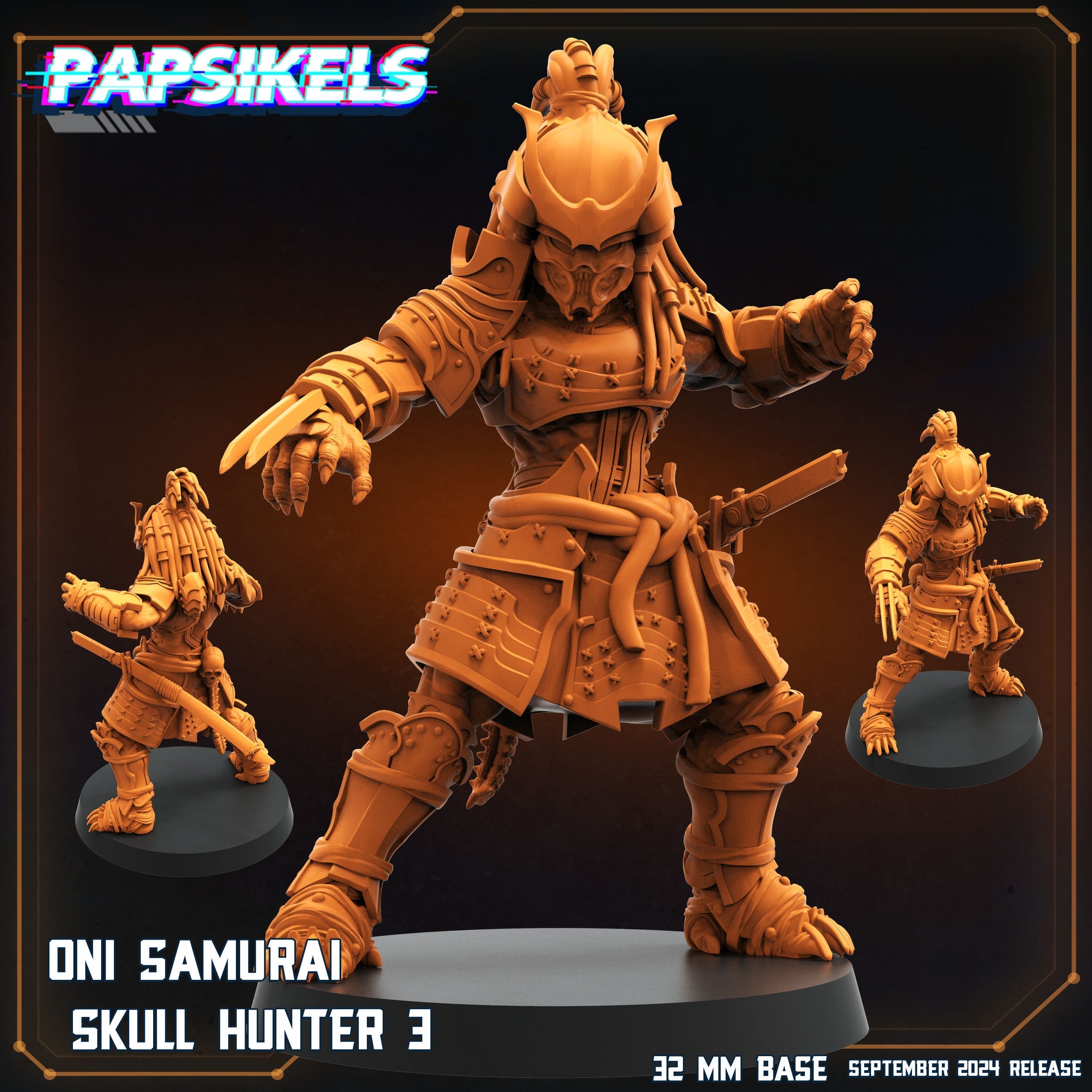 Skull Hunters - Oni Samurai Skull Hunters, Papsikels, Resin - Tabletop miniature - 32mm