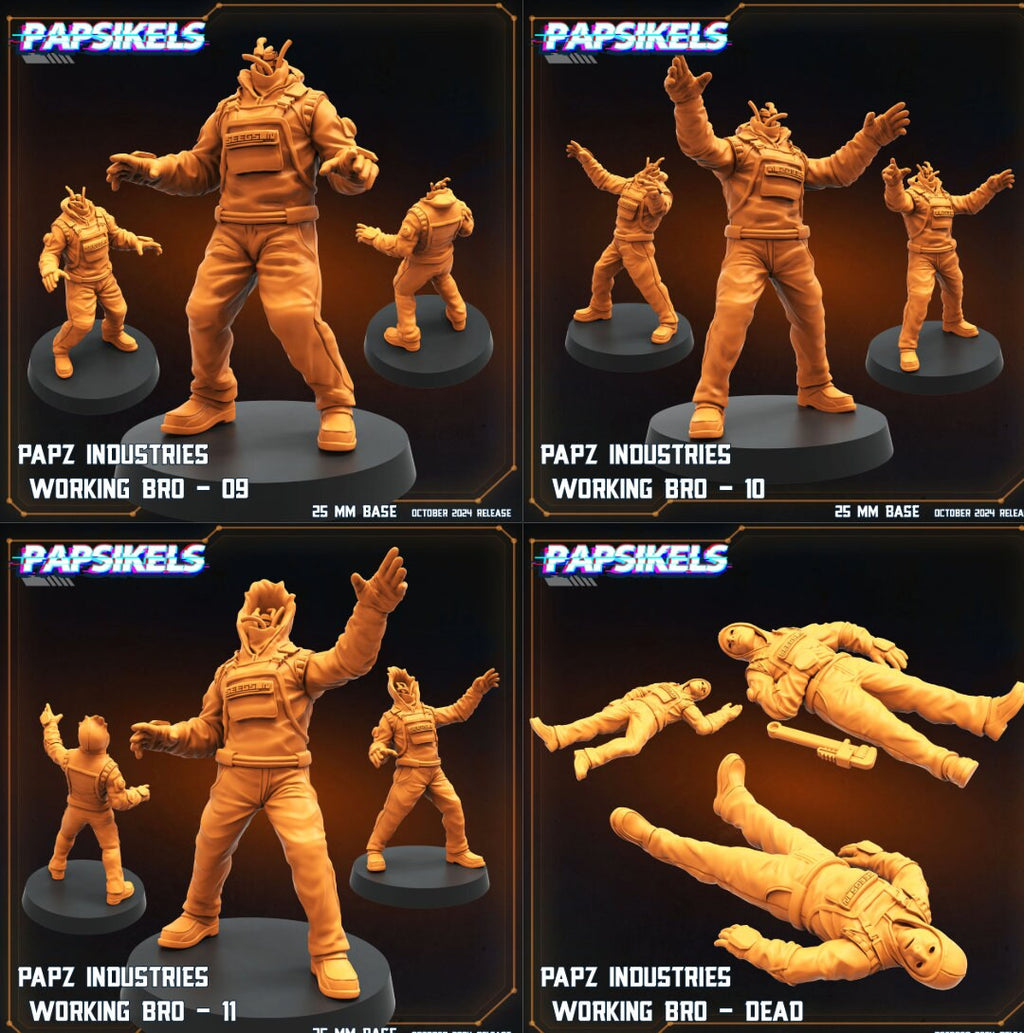 Aliens Vs Humans, Working Bros Set 4 / Working Joes , Papsikels, 32mm Mini