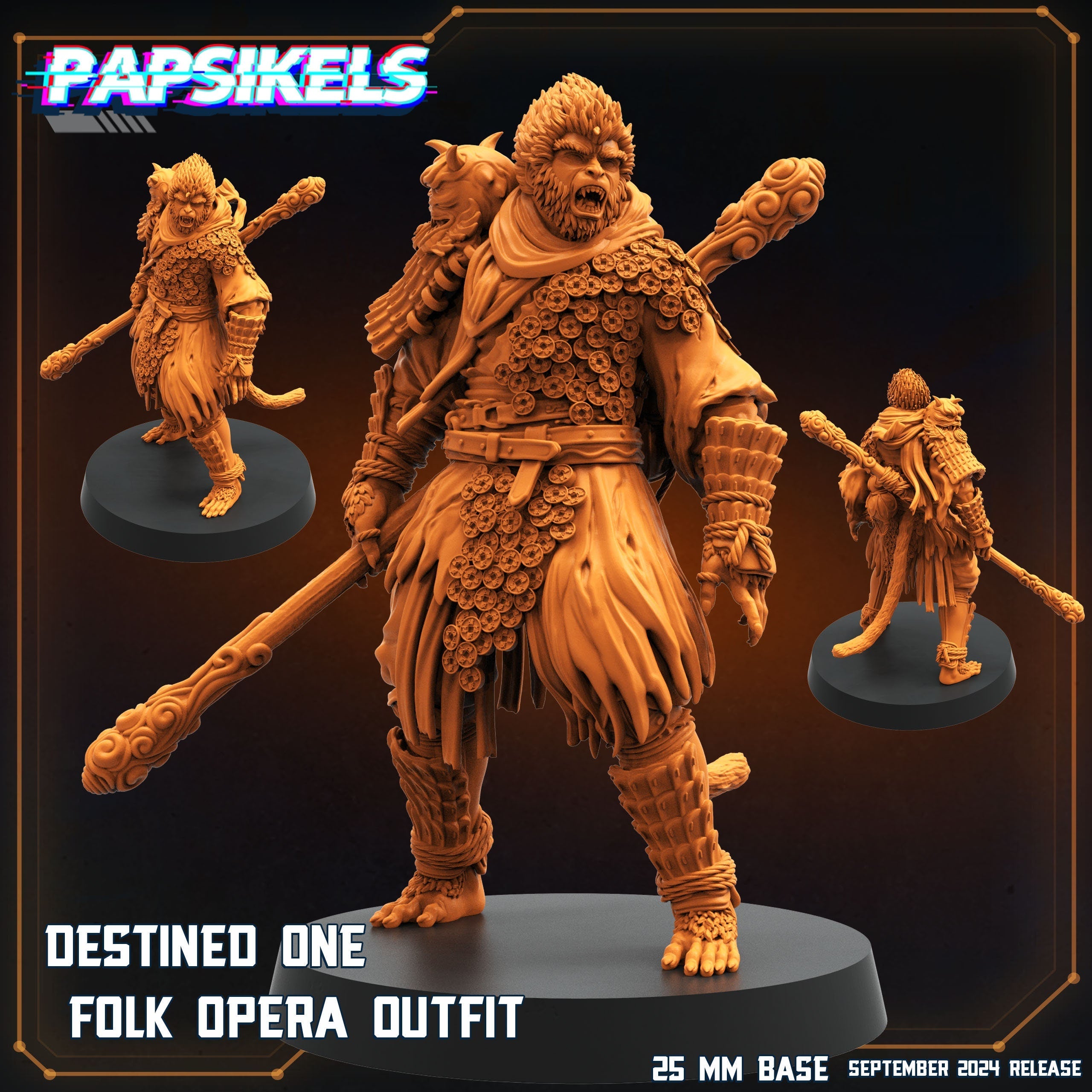 Destined One Folk Opera Outfit | Black Myth Wukong | Papsikels, Resin Miniature - Tabletop  Miniature - 32mm or 75mm