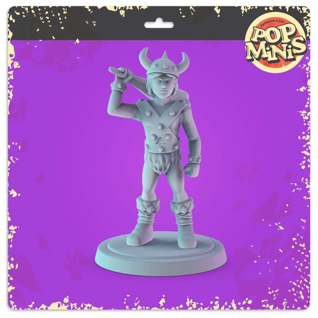 Bobby the Barbarian | 12 - Dungeons and Dragons Cartoon | 32mm Scale | Pop Minis | Pop Chibis | Resin Miniatures