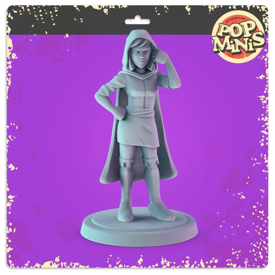 Sheila the Thief | 12 - Dungeons and Dragons Cartoon | 32mm Scale | Pop Minis | Pop Chibis | Resin Miniatures