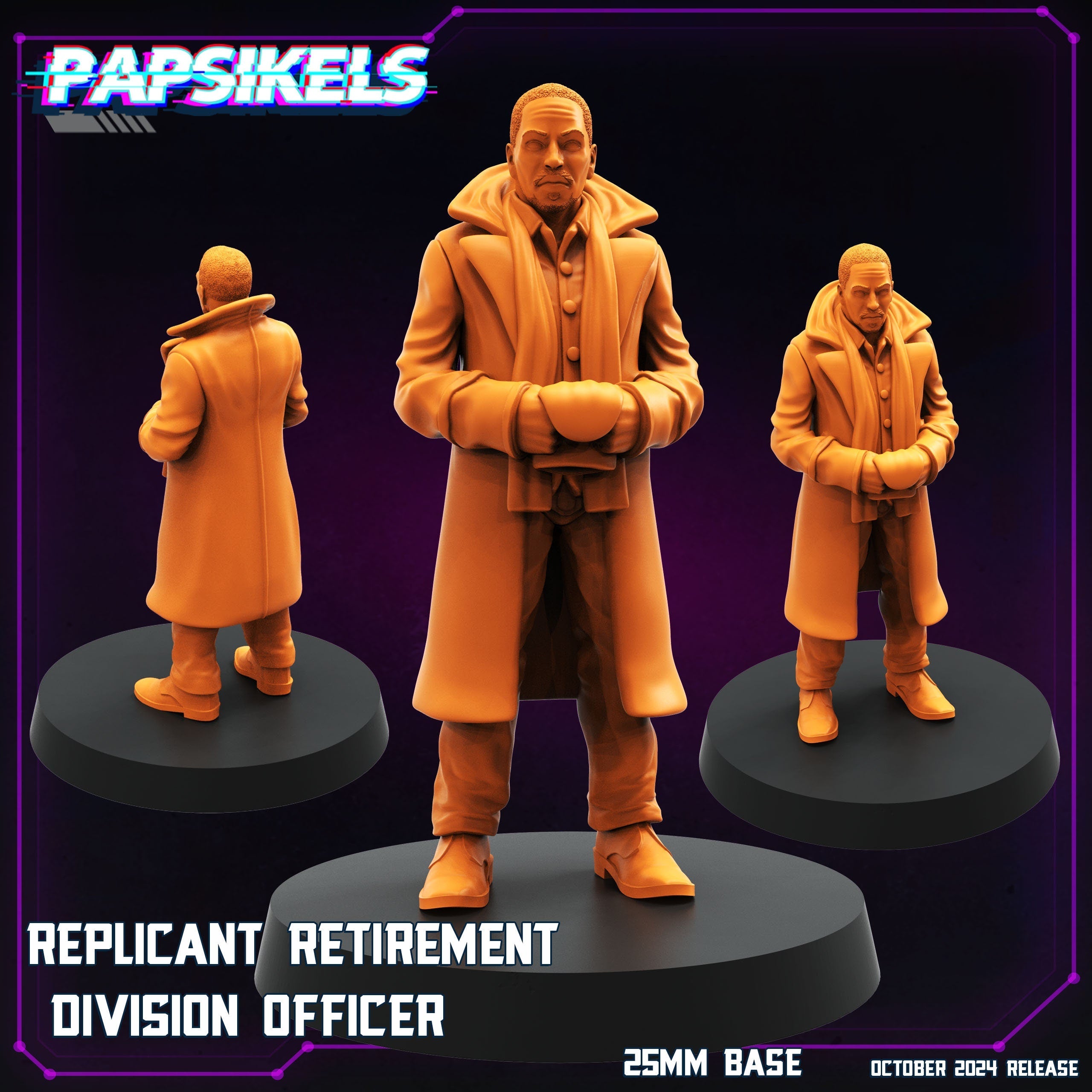 Cyberpunk, Blade Runner, Replicant Retirement Division Officer, Papsikels, 32mm Mini