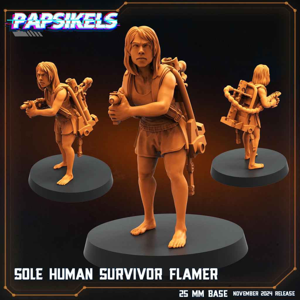 Aliens Vs Humans Execration Romulus, Sole Human Survivor Flamer, Papsikels, 32mm Mini